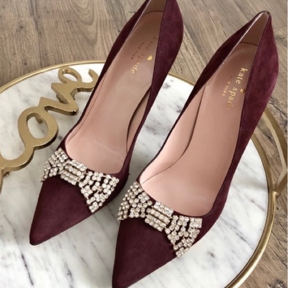 SOLD❗️Kate Spade suede Burgundy Pumps Heels 8.5 - Picture 2 of 9